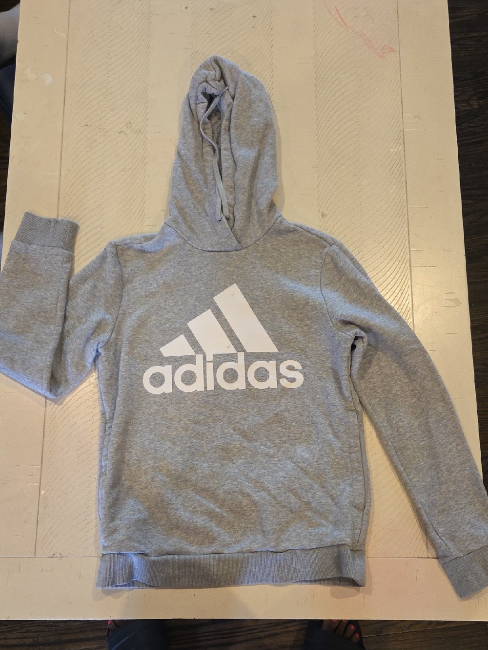 adidas Light Gray Hoodie with White Logo